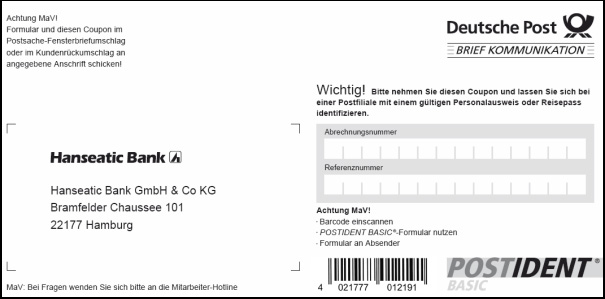 Post-Ident Coupon Beispiel Post-Ident Coupon