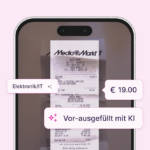 Werbematerial von Accountable zeigt automatische Belegerkennung für Steuer