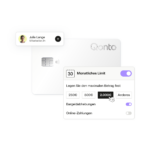 Werbemittel der Qonto illustriert Funktionen des Geschäftskontos