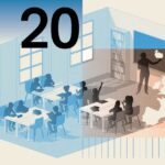 Neues Eurodesign der Serie A von Studio Joost Grootens. Die Rückseite des 20-Euro-Scheins zeigt zum Thema "Schulen und Universitäten" einen Lehrer an der Tafel in einem Klassenzimmer mit Schülern.