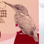 Neues Eurodesign der Serie B von PunktFormStrich. Die Vorderseite des 10-Euro-Scheins zeigt einen Eisvogel bei einem Wasserfall.