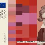 Neuer Eurodesignentwurf der Serie C von Neue Gestaltung GmbH. Die Vorderseite des 10-Euro-Scheins zeigt deutschen Komponisten Ludwig van Beethoven und ein abstraktes Klavier.