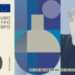 Neuer Eurodesignentwurf der Serie C von Neue Gestaltung GmbH. Die Vorderseite des 20-Euro-Scheins zeigt die polnisch-französische Physikerin Marie Skłodowska Curie und einen abstrakten Rundkolben.