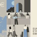Neuer Eurodesignentwurf der Serie C von Neue Gestaltung GmbH. Die Rückseite des 5-Euro-Scheins zeigt zum Thema "Darstellende Kunst" einen Straßenmusiker, Zuschauer und das Sternbild Luchs über einer Karte Europas.