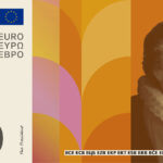 Neuer Eurodesignentwurf der Serie C von Neue Gestaltung GmbH. Die Vorderseite des 50-Euro-Scheins zeigt den spanischen Schriftsteller Miguel de Cervantes Saavedra und stilisiert ein offenes Buch.