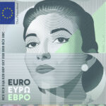 Neues Eurodesign der Serie G von Rubio & del Amo und Cruz más Cruz. Die Vorderseite des 5-Euro-Scheins ist hochkant und zeigt griechisch-italienische Sopranistin Maria Callas.