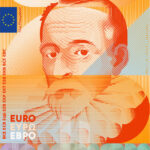 Neues Eurodesign der Serie G von Rubio & del Amo und Cruz más Cruz. Die Vorderseite des 50-Euro-Scheins ist hochkant und zeigt den spanischen Schriftsteller Miguel de Cervantes Saavedra.