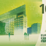 Neuer Eurodesignentwurf der Serie H von Atelier Goppel-Toperngpong. Die Rückseite des 100-Euro-Scheins zeigt den Gerichtshof den Europäischen Rat und den Rat der Europäischen Union.