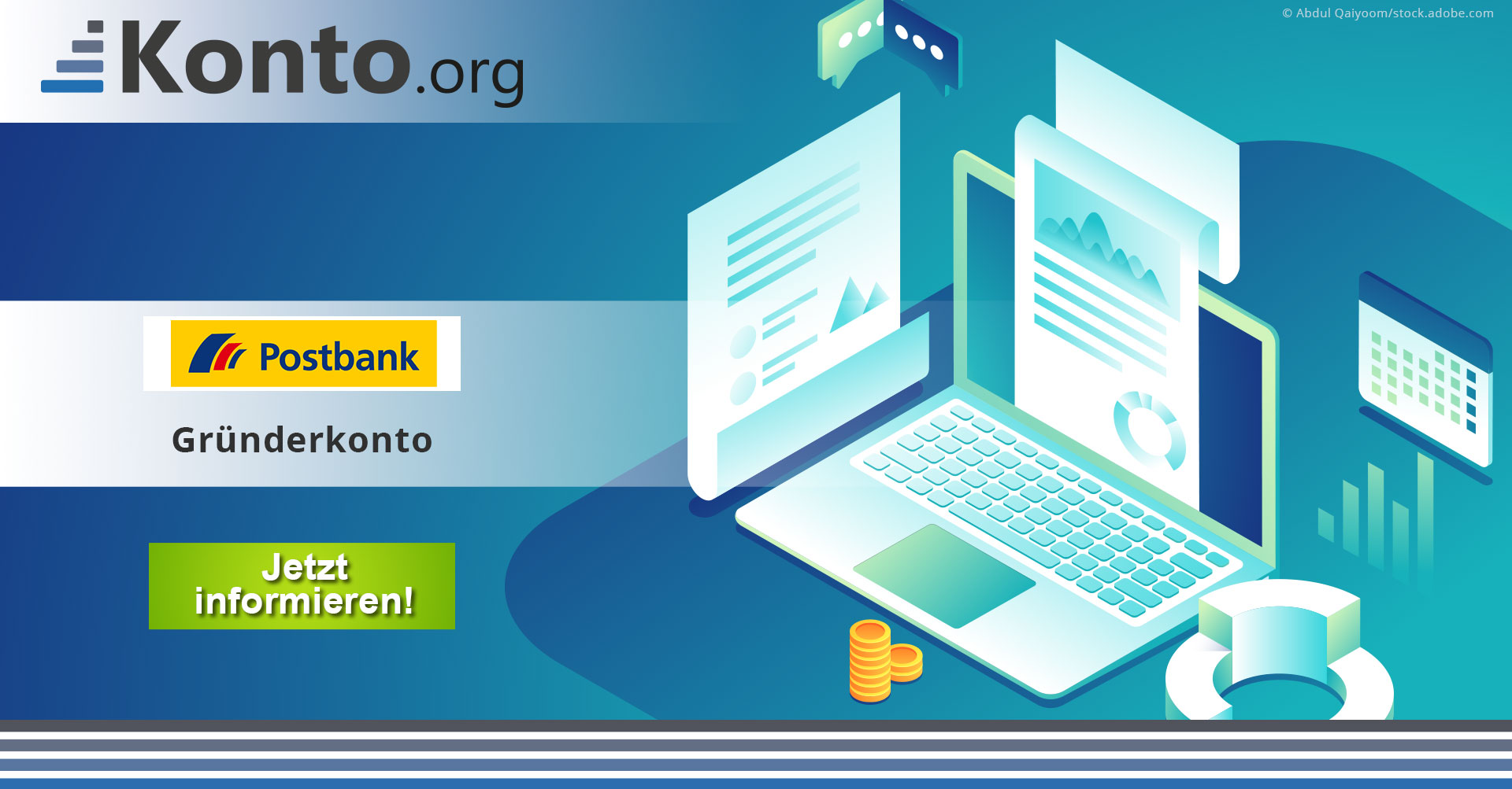Social Media Vorschaubild für Detailseite zum Postbank Gründerkonto, symbolisiert durch Portemonnaie voll Geld
