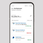 Werbemittel von App illustriert Funktionen der Banking-App