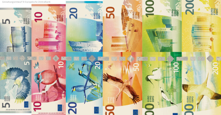 Kollage der Vorder- und Rückseiten des aller neuen Eurodesignvorschläge der Serie H von Atelier Goppel-Toperngpong.
