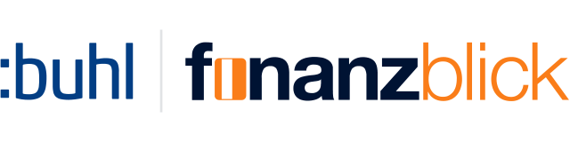 Logo von Finanzblick besteht aus dem Schriftzug ":buhl | finanzblick" in den farben blau, schwarz und orange. Das erste kleine i wird durch den Magnetstreifen einer Karte dargestellt.