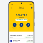 Werbemittel der Postbank illustriert Appfunktionalität