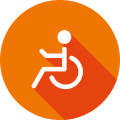 Icon für Rollstuhlfahrer, physische Behinderung